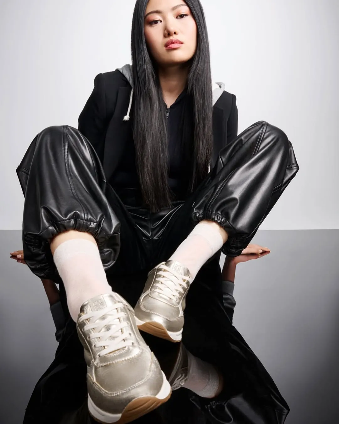 Shay Champagne Gold leather Casual Golf.shoes