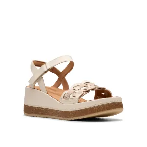 Clarks Women's Kassanda Bar Wedge Sandal - Creme Multi Sandals Negril Negril