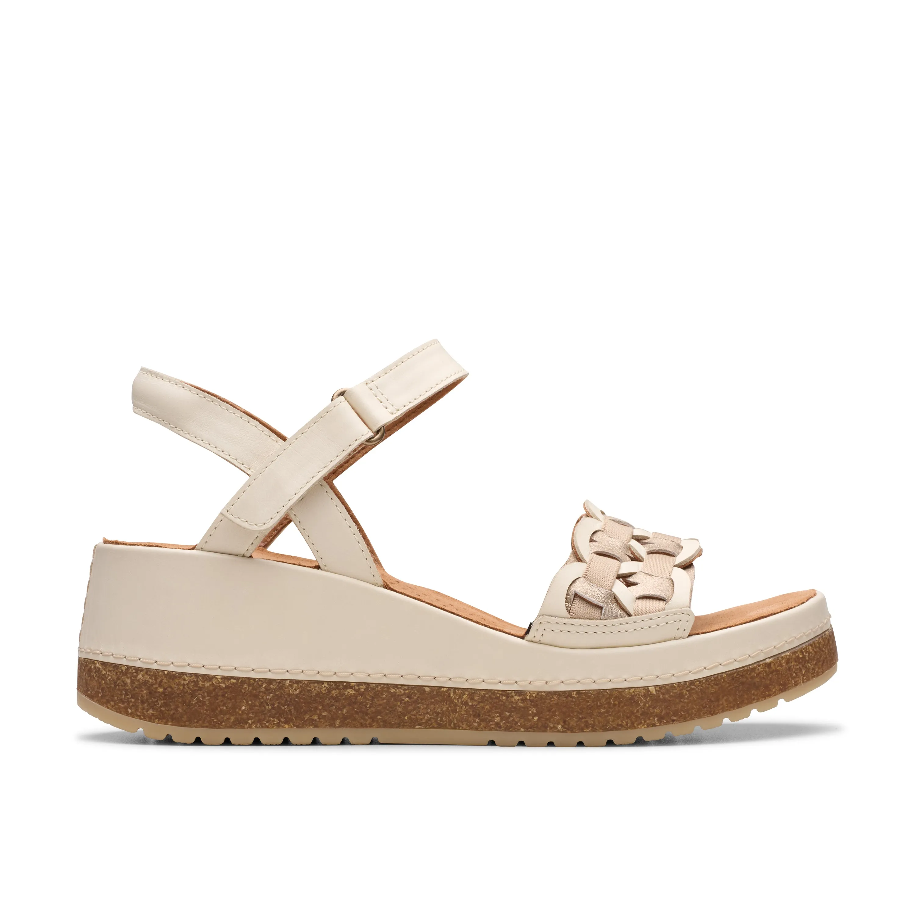 Sandals With Small Heel Clarks Women's Kassanda Bar Wedge Sandal - Creme Multi