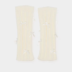 Bayliss Casual Shoes SATIN BOW LEG WARMERS IVORY