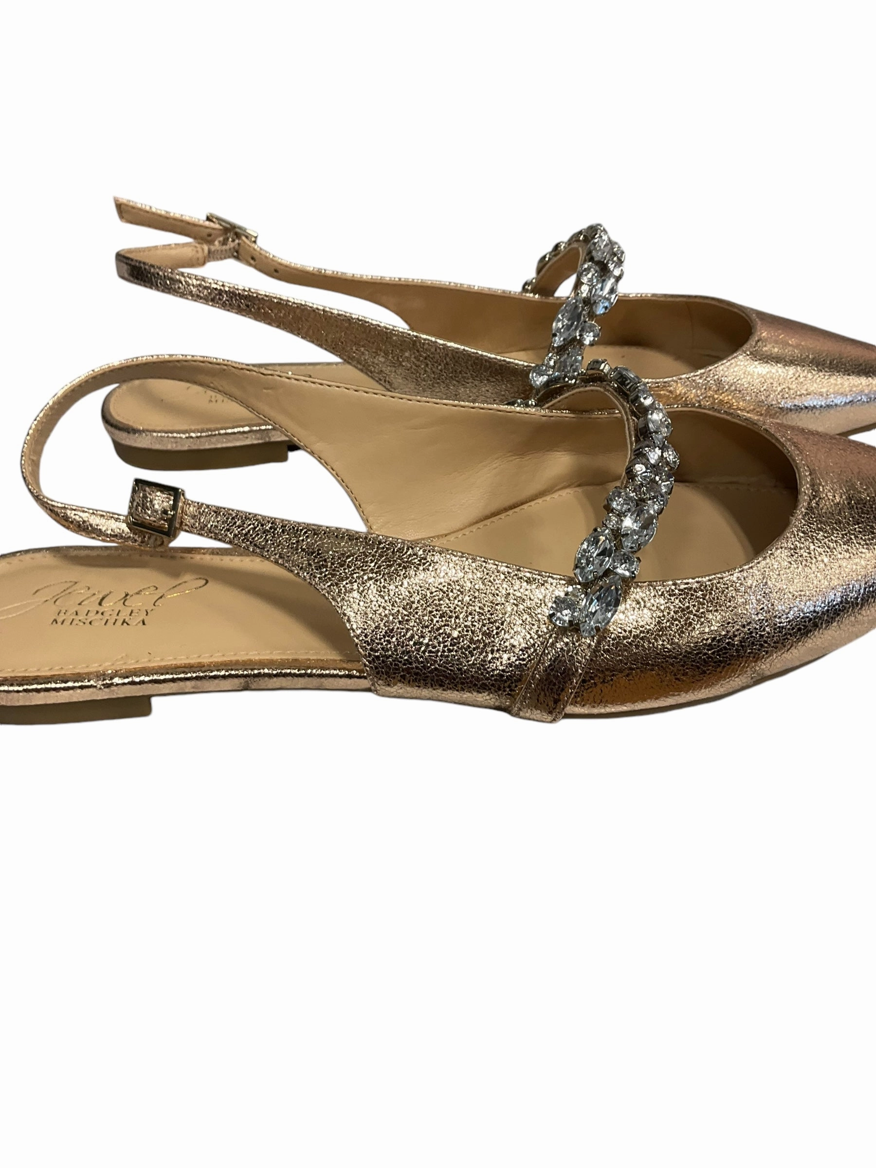 Shoes Flats By Badgley Mischka In Gold, Size: 8 Backless Casual Shoes