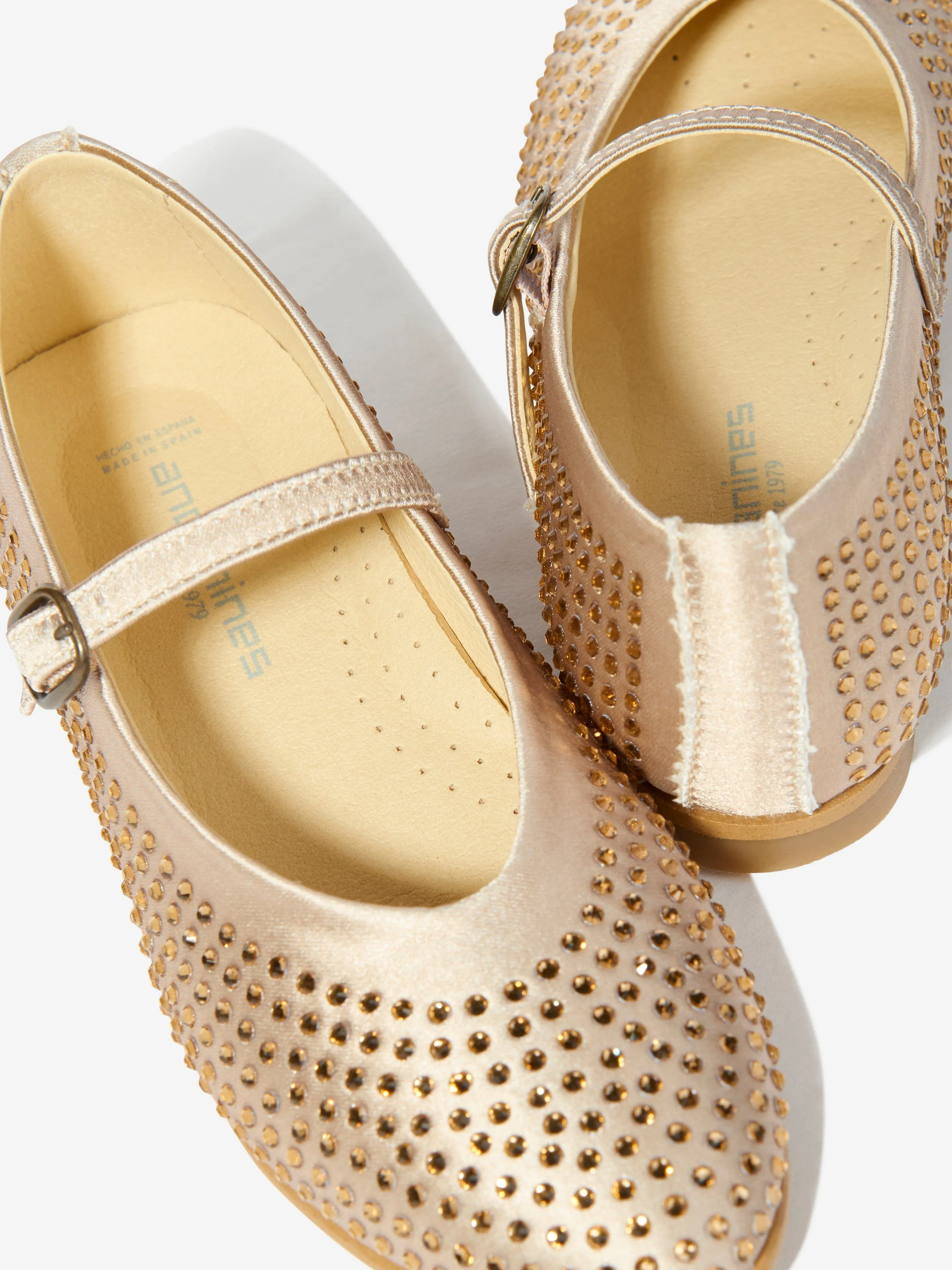 Shoes For Gym And Casual Andanines Girls Diamante Shoes in Gold