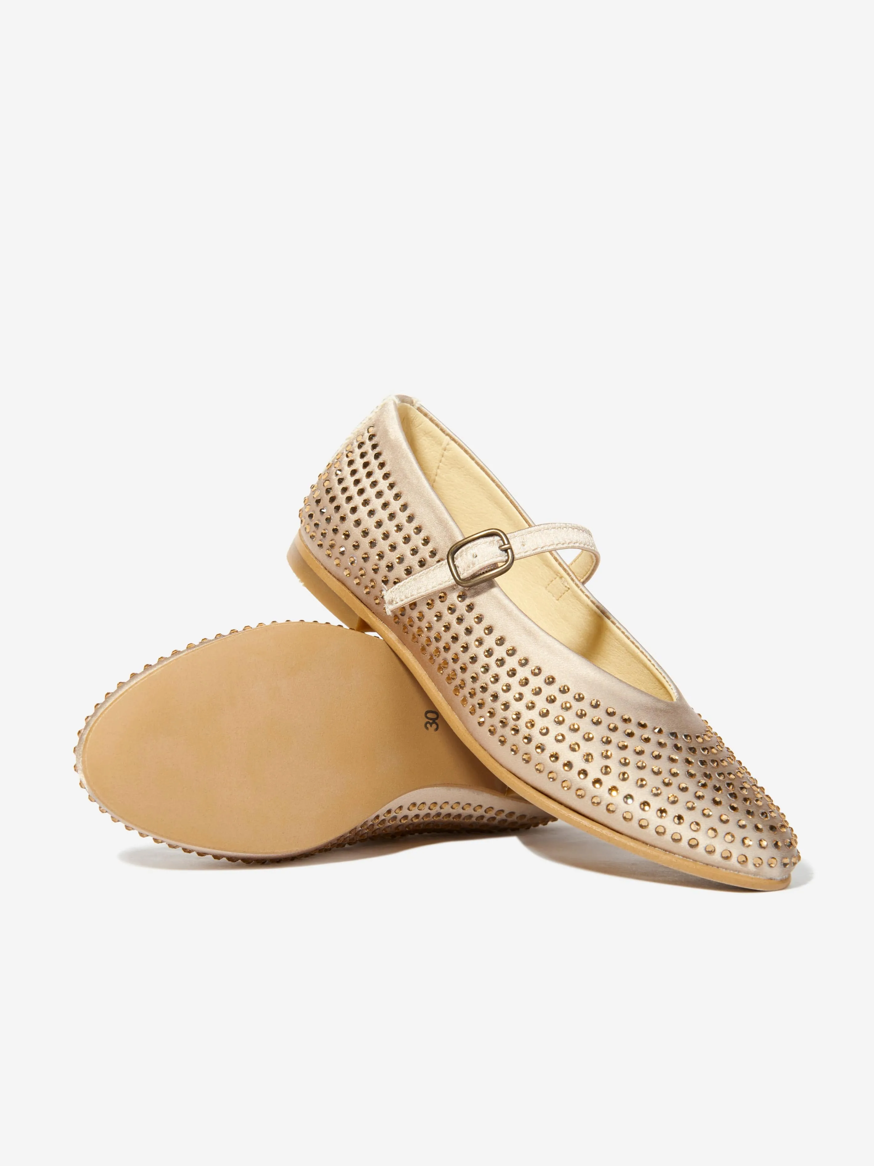 Casual Shoes For Suits Andanines Girls Diamante Shoes in Gold