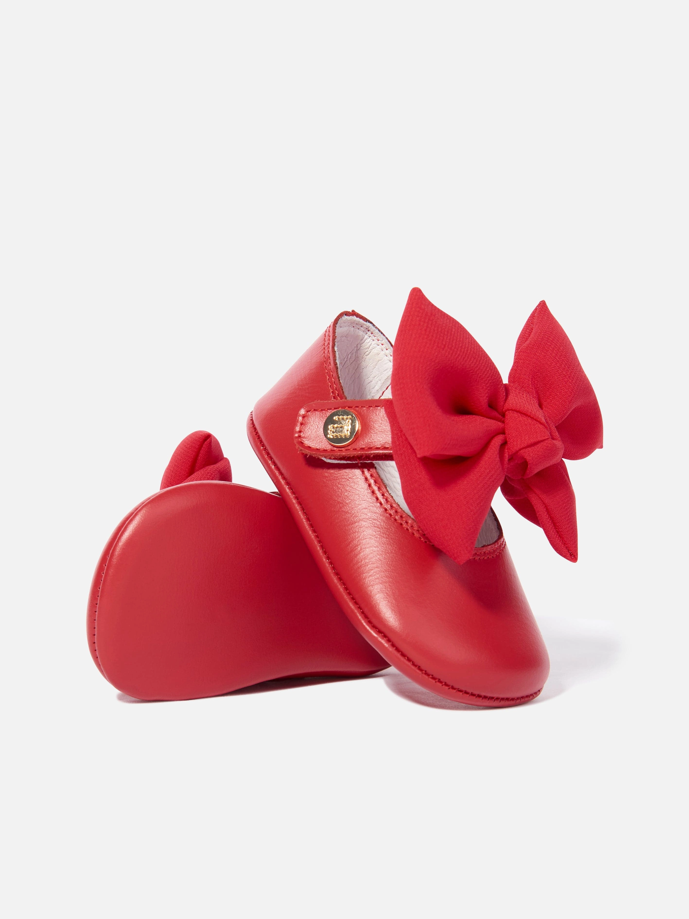 Andanines Baby Girls Leather Bow Shoes in Red Smart Casual Shoes To Wear With Shorts