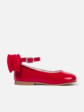 Comfy Shoes Casual Andanines Girls Patent Leather Bow Shoes in Red