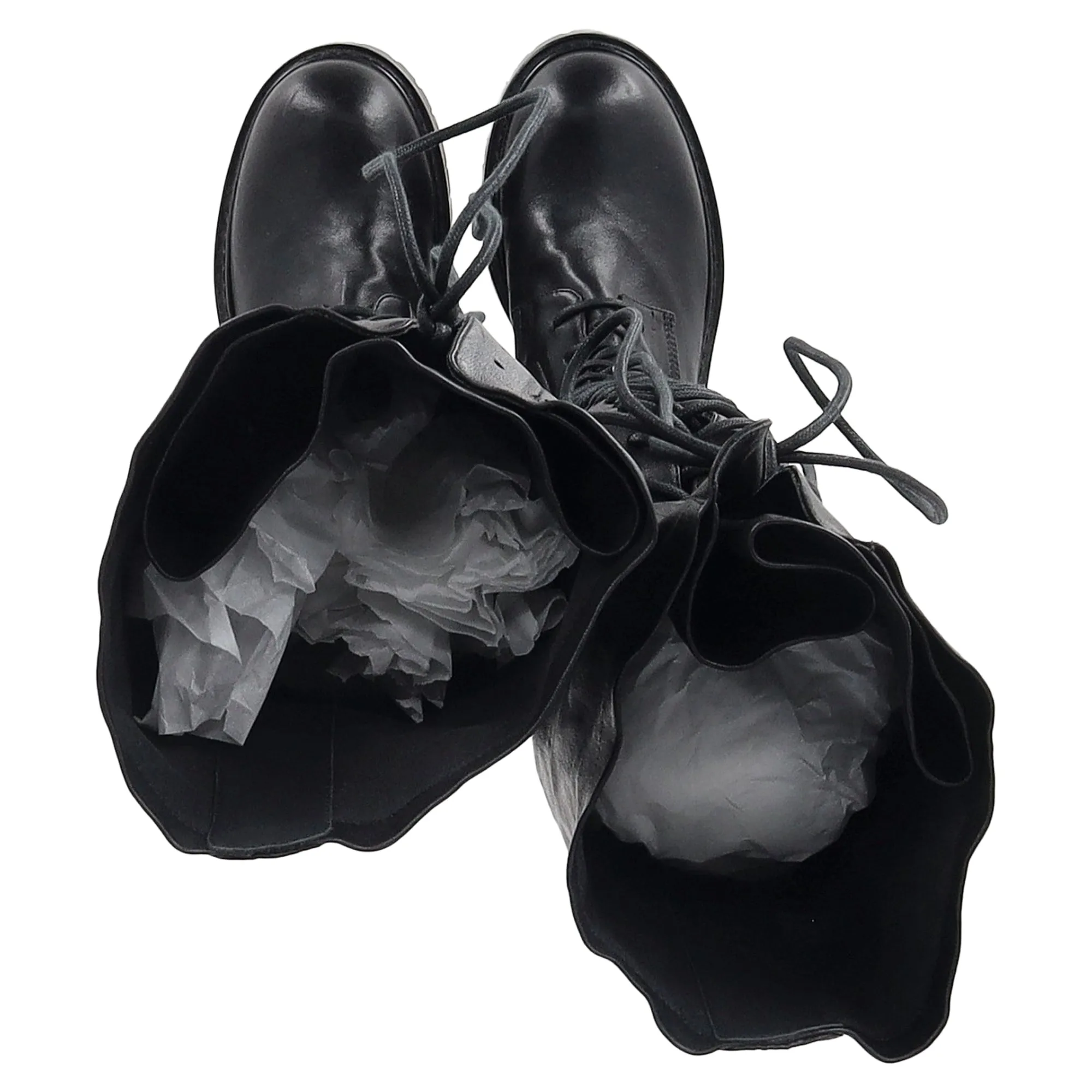 Ann Demeulemeester Stretch Knee High Lace-Up Boots in Black Leather Ankle Boots