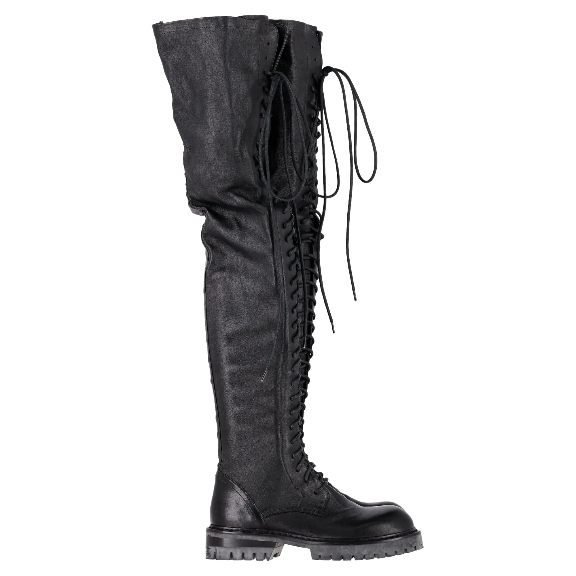 Rios Of Mercedes Boots For Sale Ann Demeulemeester Stretch Knee High Lace-Up Boots in Black Leather
