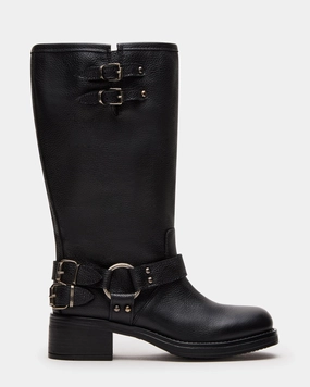 ASTOR BLACK LEATHER WIDE CALF Snow Boots Platform