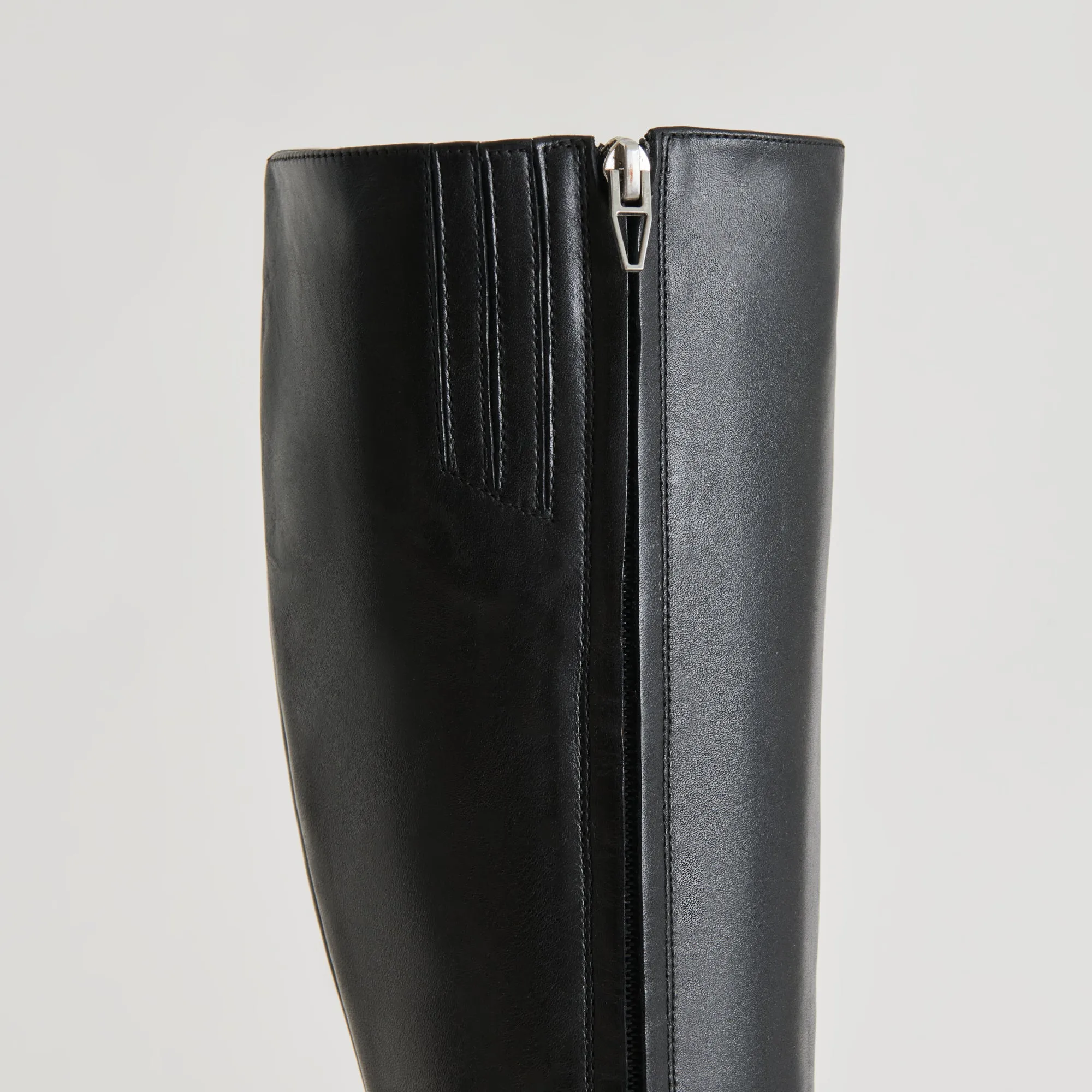 AUGGIE EXTRA WIDE CALF BOOTS BLACK LEATHER Sequin Cowgirl Boots