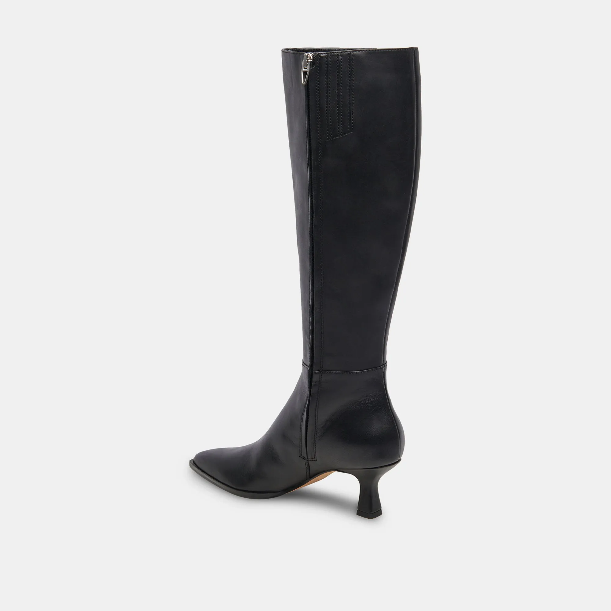AUGGIE EXTRA WIDE CALF BOOTS BLACK LEATHER Pointed Cowboy Boots