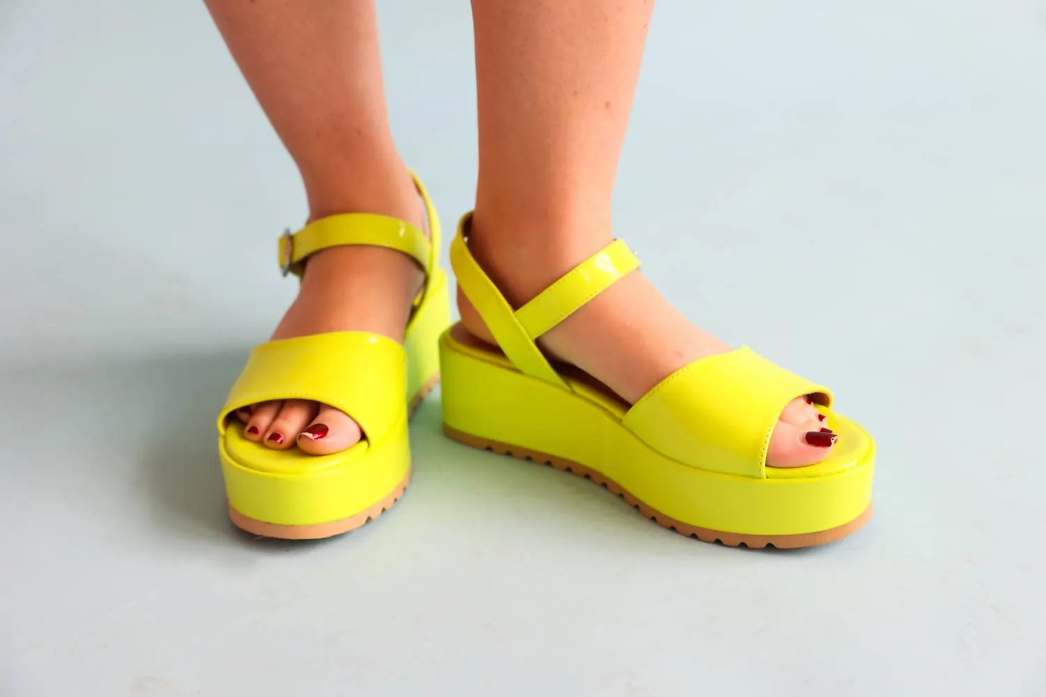 Sandals With The Bow Women Neon Moon Platform Sandals In Lime Green