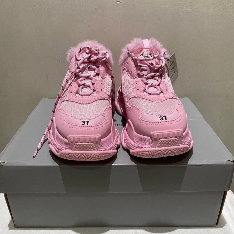 Balanciaga Pink Fur-Lined Sneaker Shoes Casual Shoes Under 300