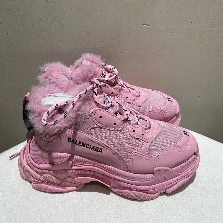Casual Shoe Trends Balanciaga Pink Fur-Lined Sneaker Shoes