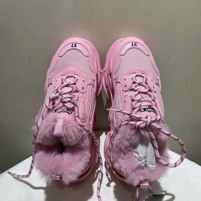 Hemp Casual Shoes Balanciaga Pink Fur-Lined Sneaker Shoes