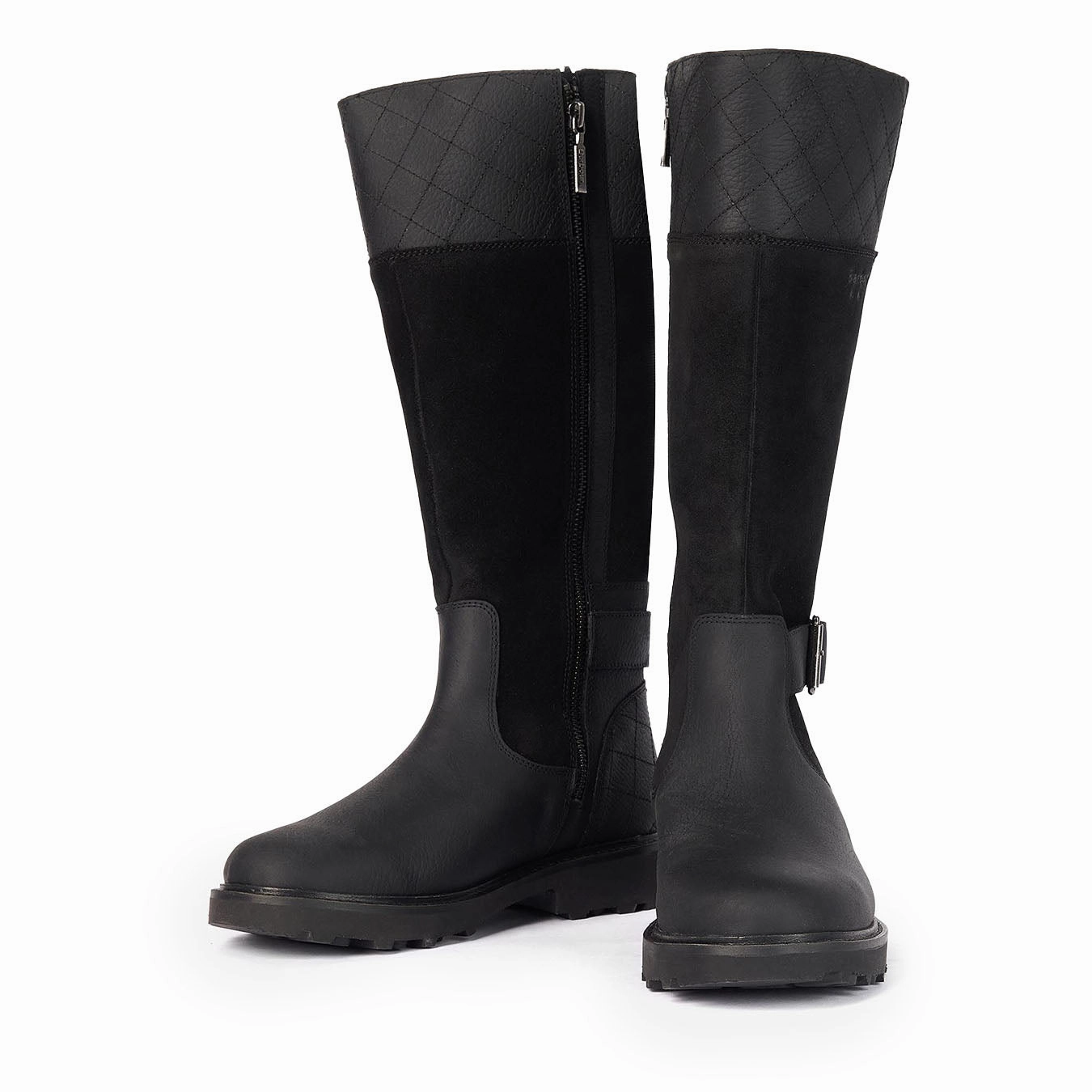 Knee High Fur Boots Heels Barbour Womens Fareham Knee-High Boots Black