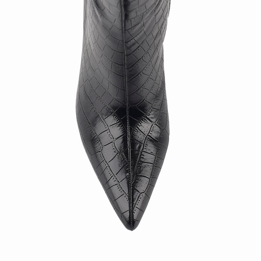 Bessie Tall Boots - Black Croc Rocks Boots