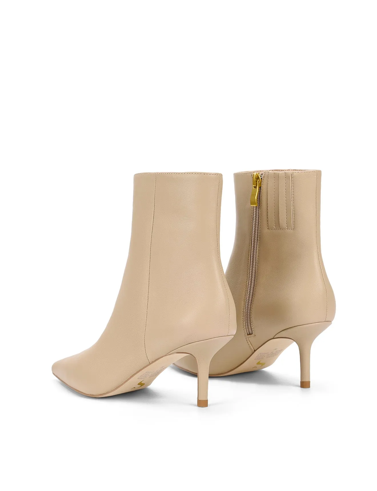 Yosha  Ankle Boots - Nude Leather Ballerina Boots Heels
