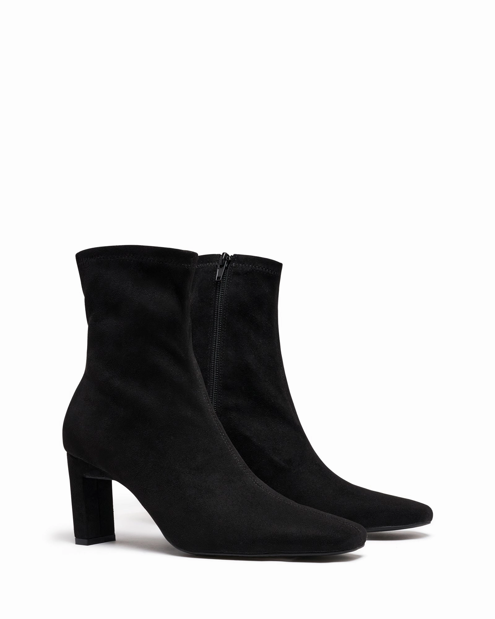 Bette Ankle Boot Black Suede Open Toe Open Heel Boots