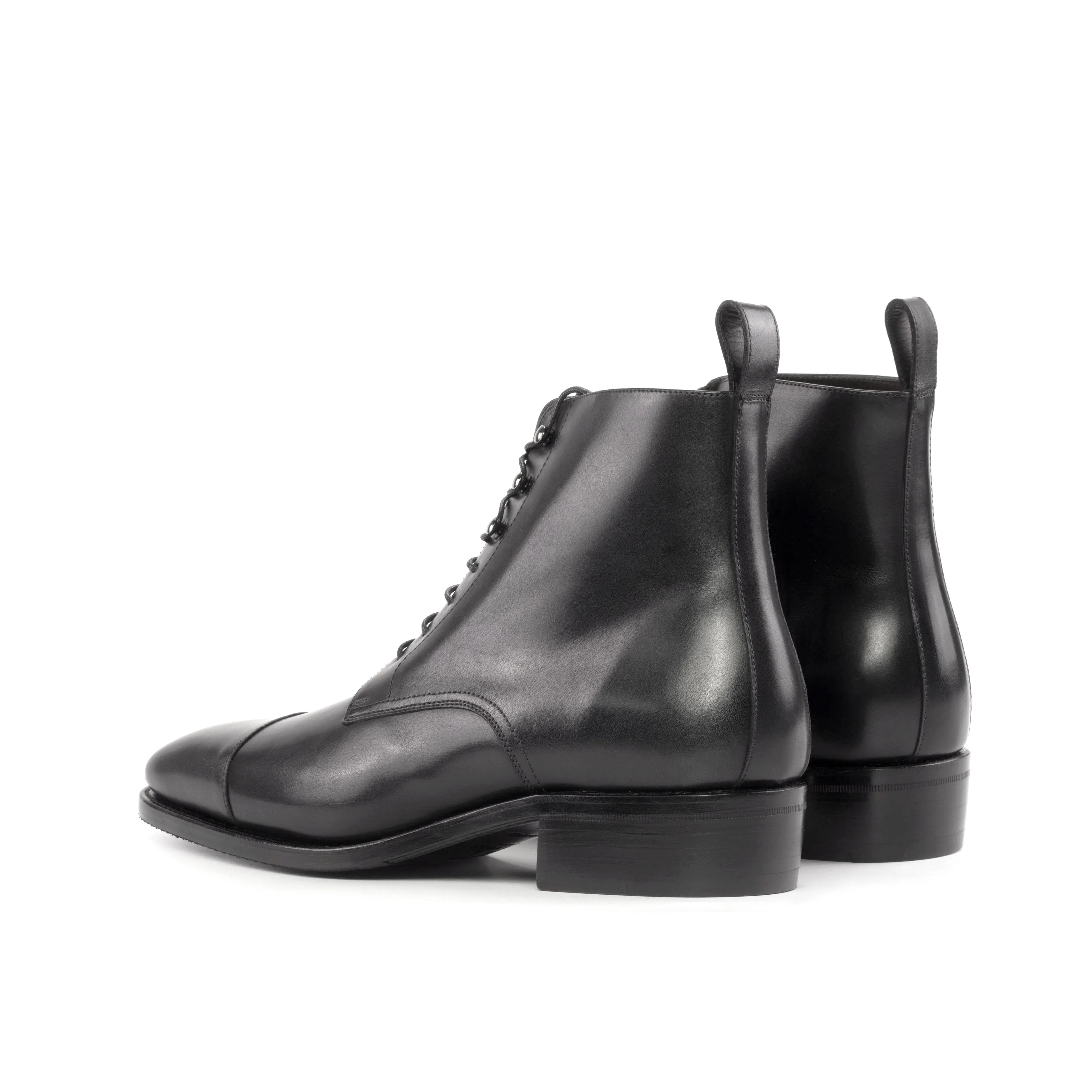 Black Calf Cap Toe Boots Mens Dress Boots