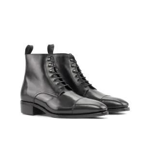 Man Boots Black Calf Cap Toe Boots
