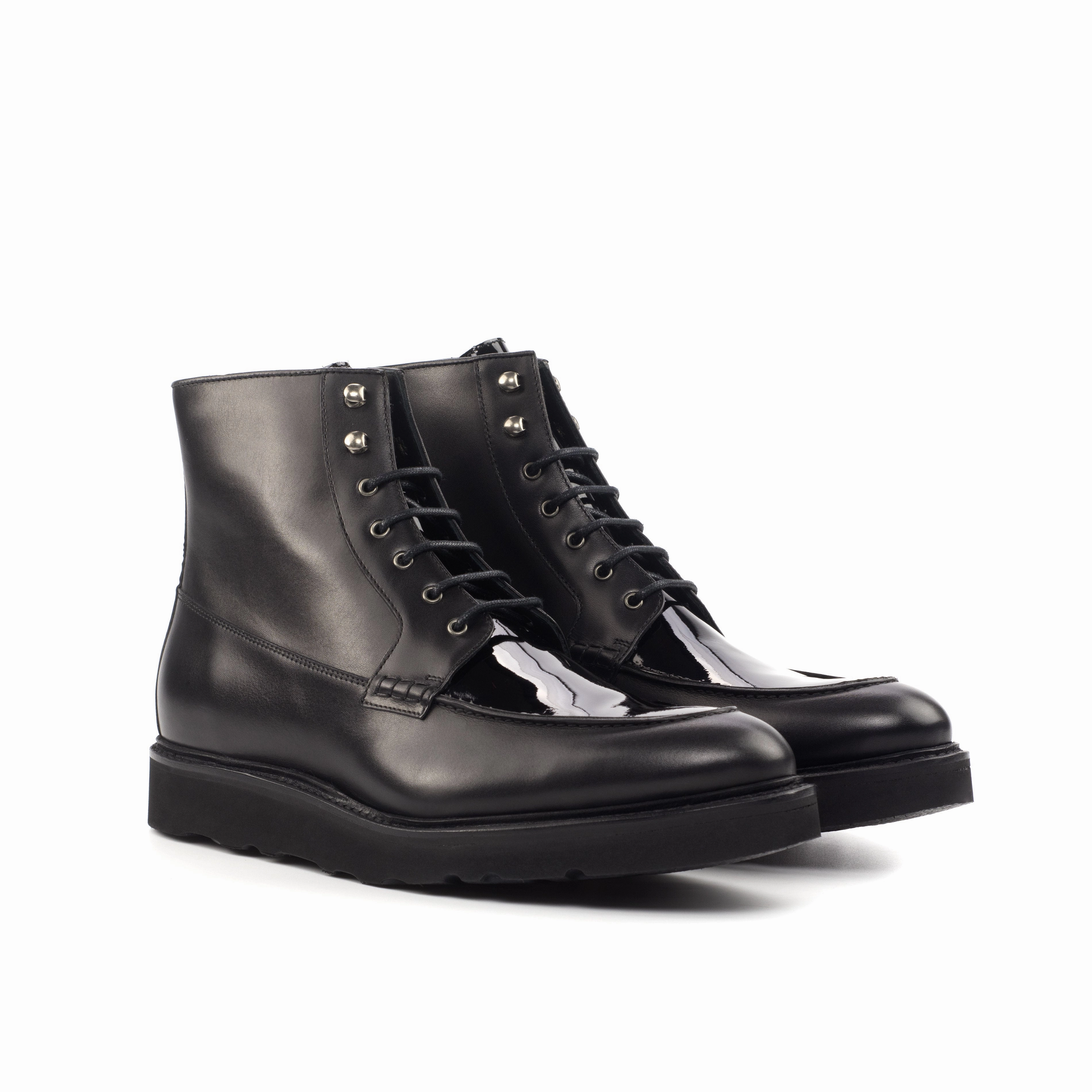 Black Box-Calf & Patent Leather Moc-Toe Boots Cheerleader Boots
