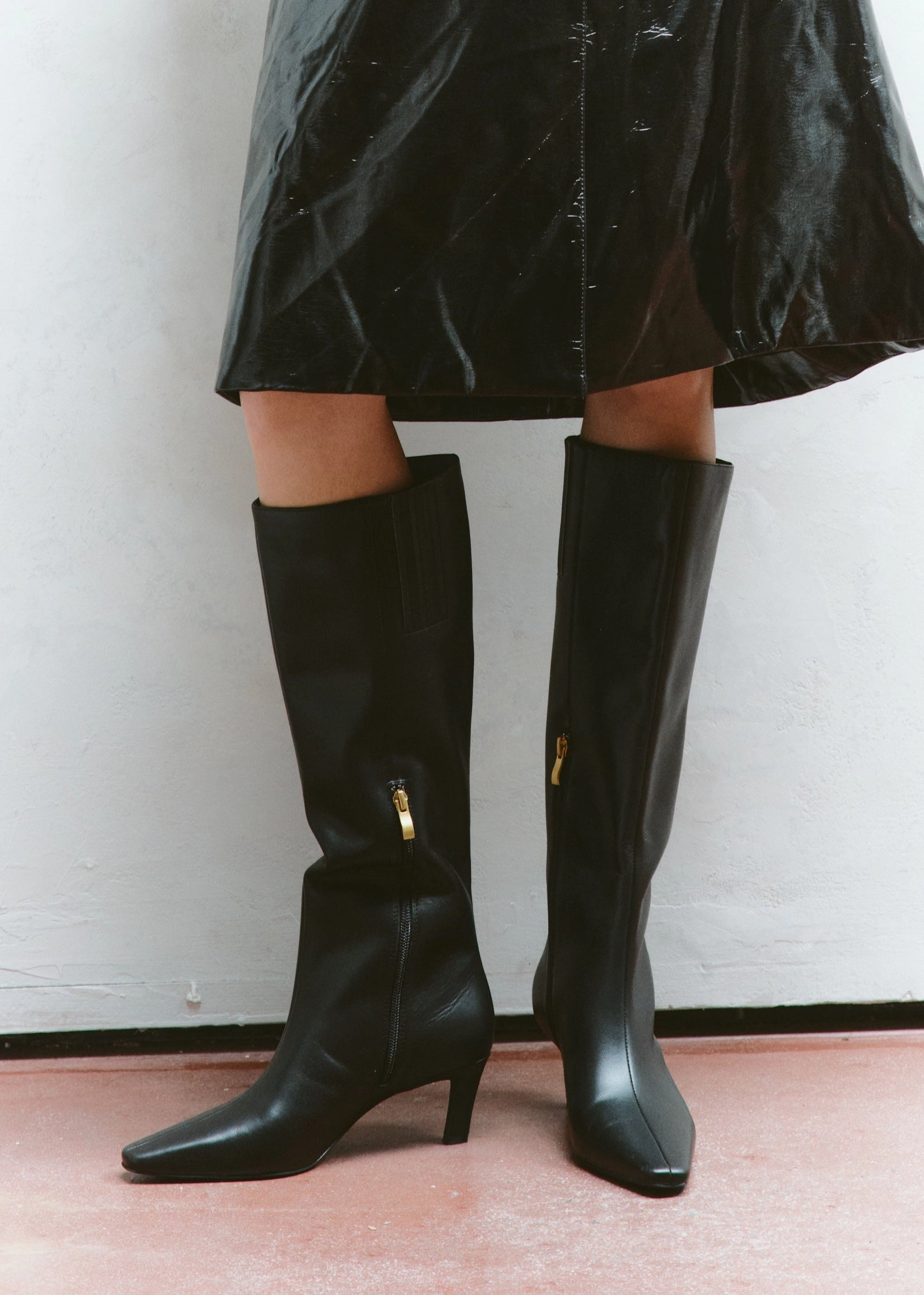 Blake Chisel Toe Long Boot - Black Leather Dual Sport Boots