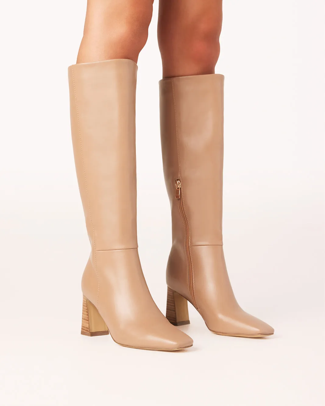 BLYTHE - ALMOND Platform Fur Boots