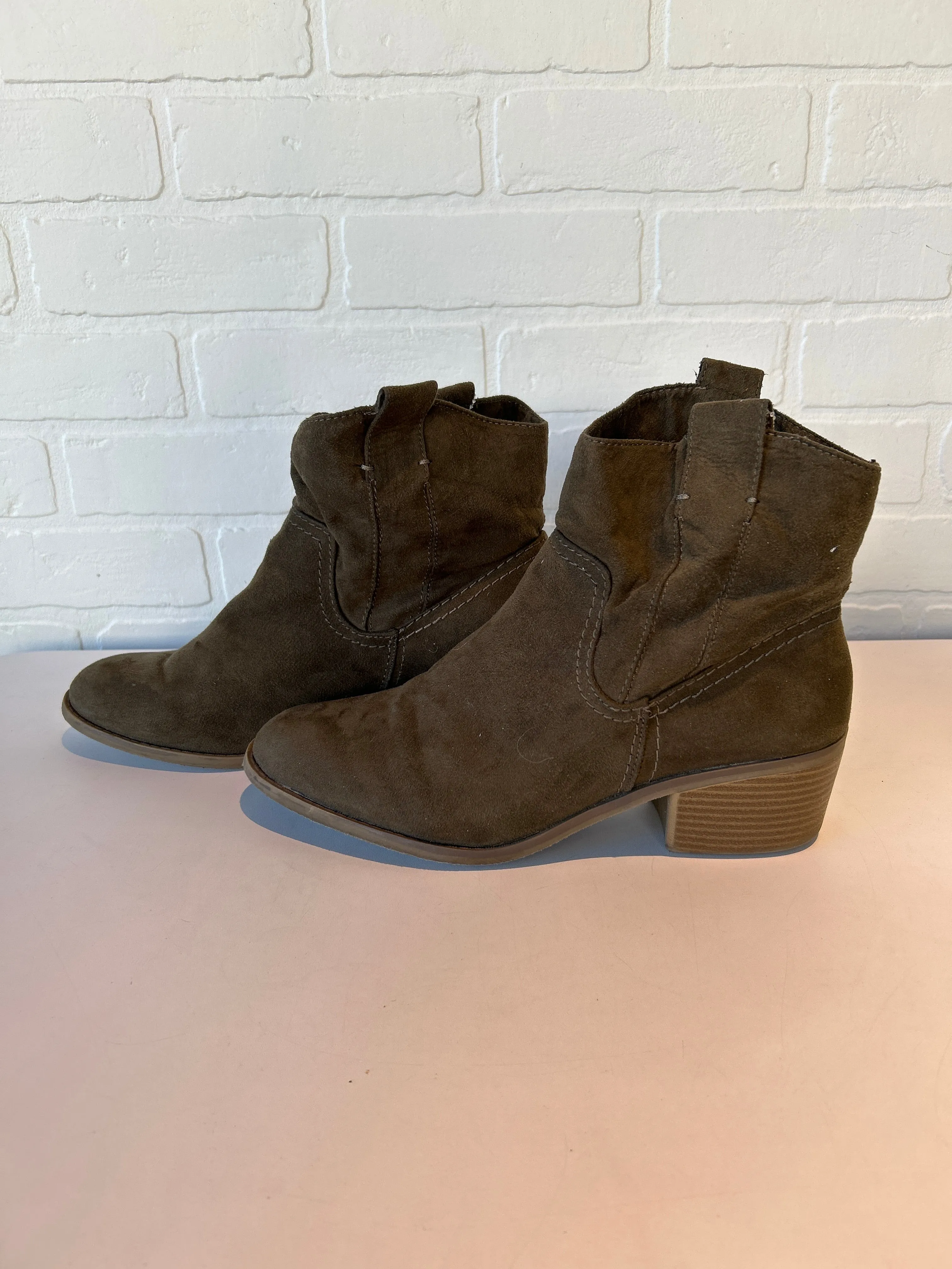 Boots Ankle Heels By Merona In Green, Size: 11 Metallic Western Boots