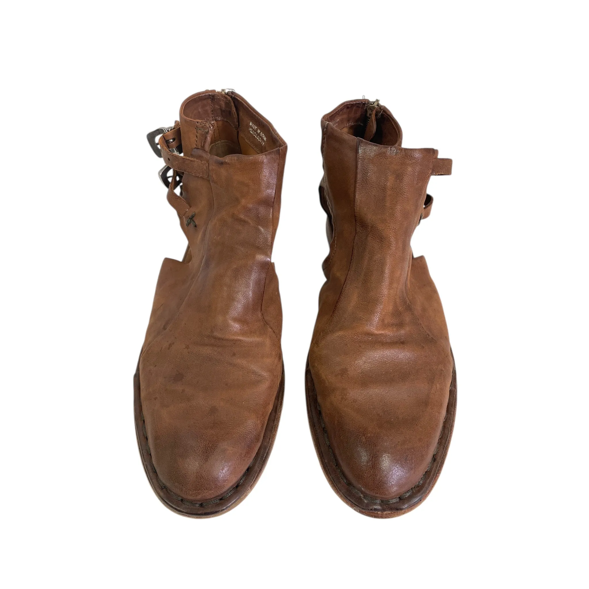 Boots Ankle Flats By A.S. 98 In Brown, Size:10 Exotic Western Boots