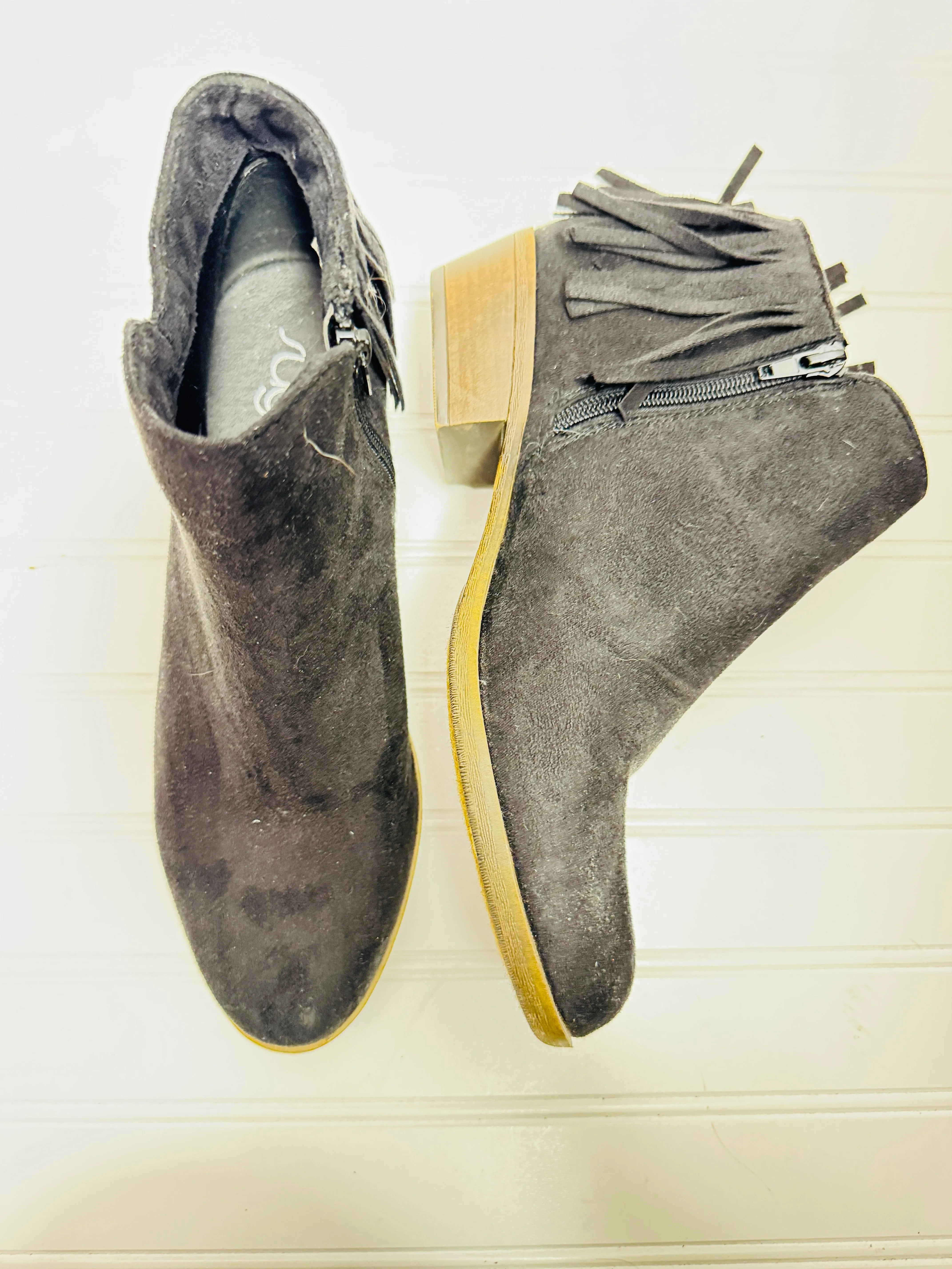 Dr Burgundy Boots Boots Ankle Flats By Sugar In Black, Size: 9