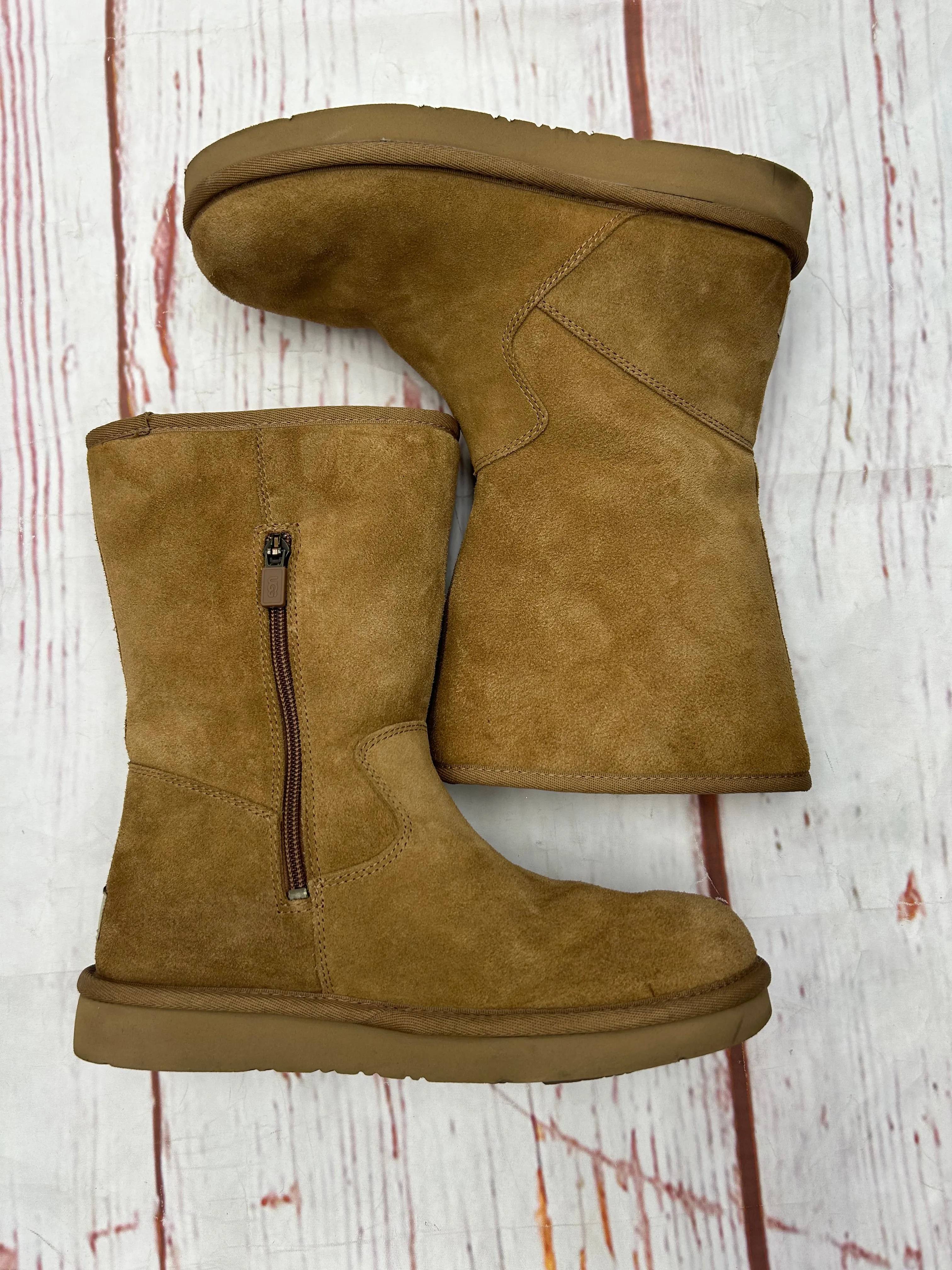 Snake Skin Boots Boots Ankle Flats By Ugg In Brown, Size: 7