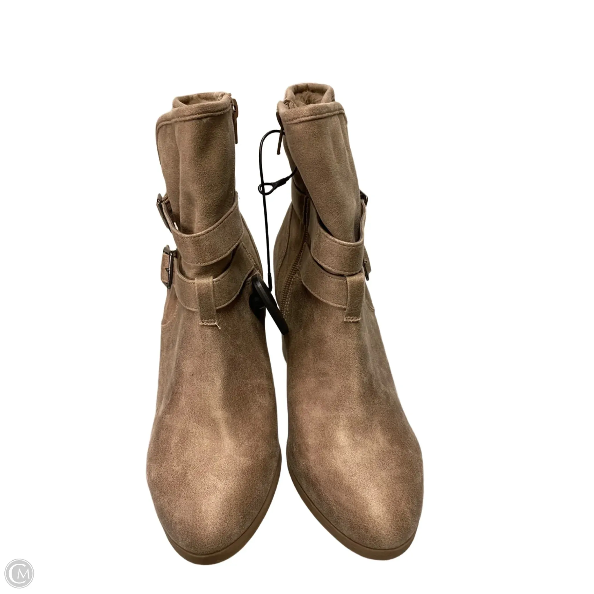 Heeled Military Boots Boots Ankle Heels By Cato In Beige, Size: 10