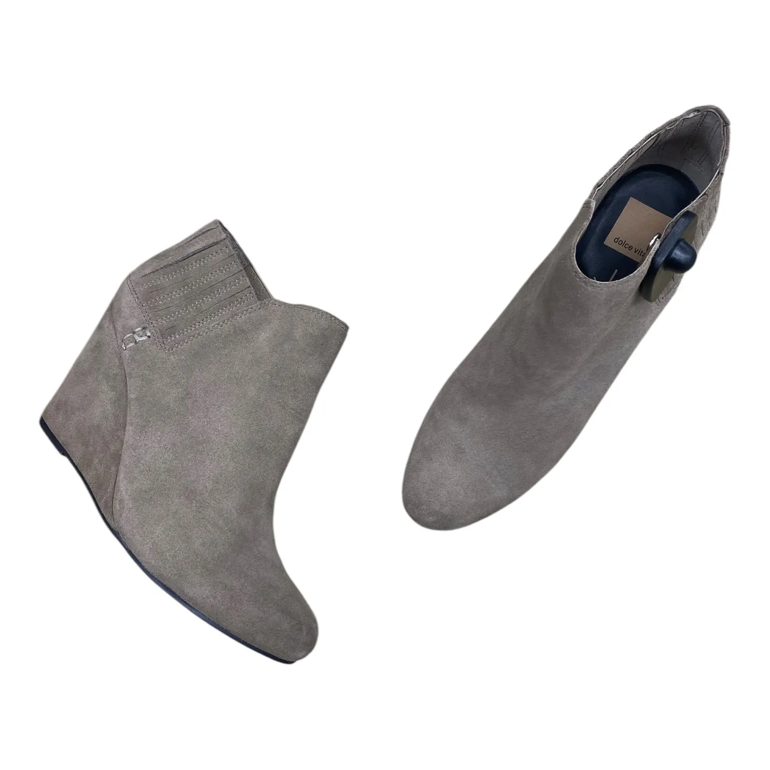 Dark Brown Leather Boots Boots Ankle Heels By Toms In Tan, Size: 11