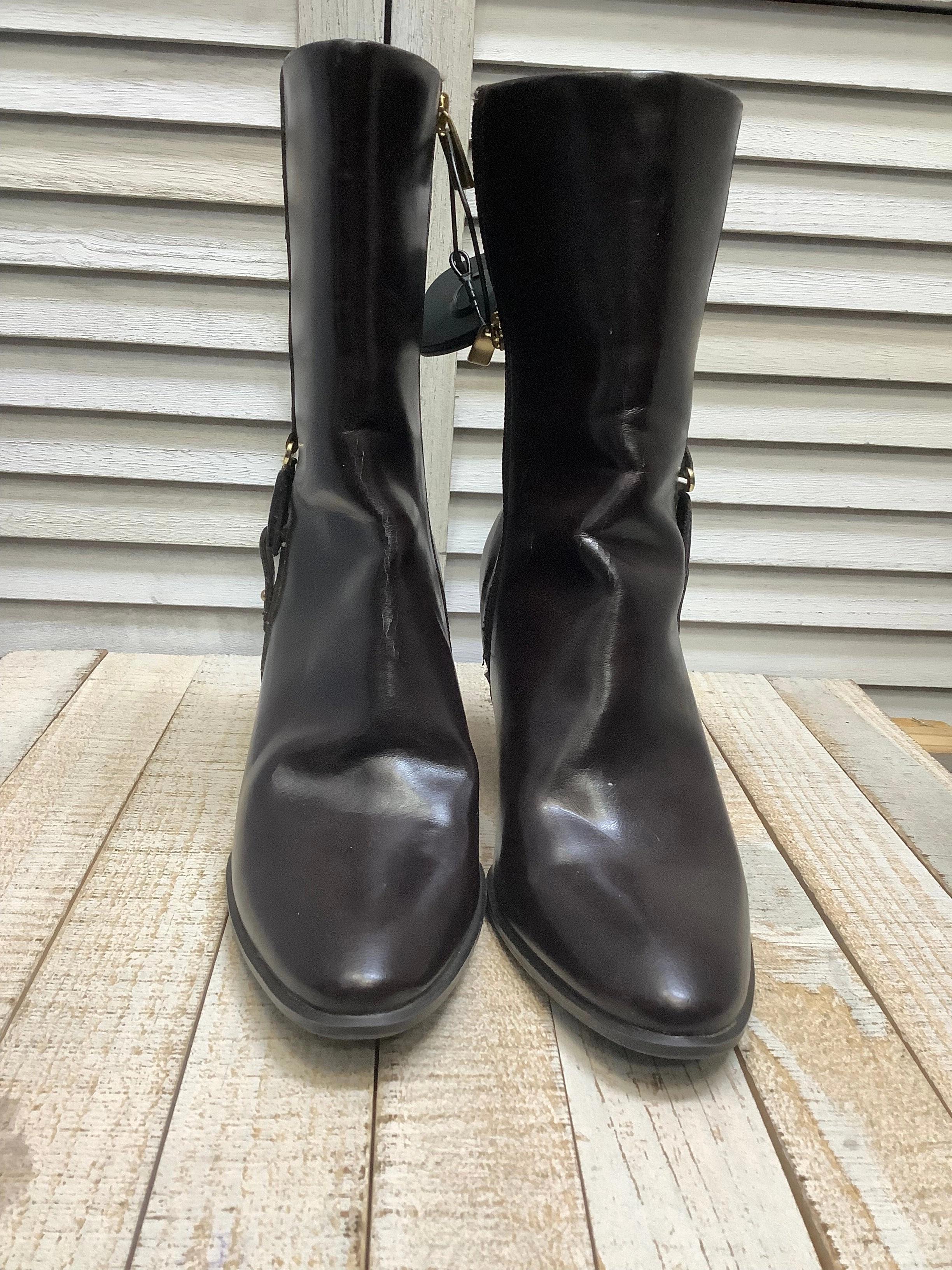 Boots Ankle Heels By George In Brown, Size: 7.5 Boots Neumel