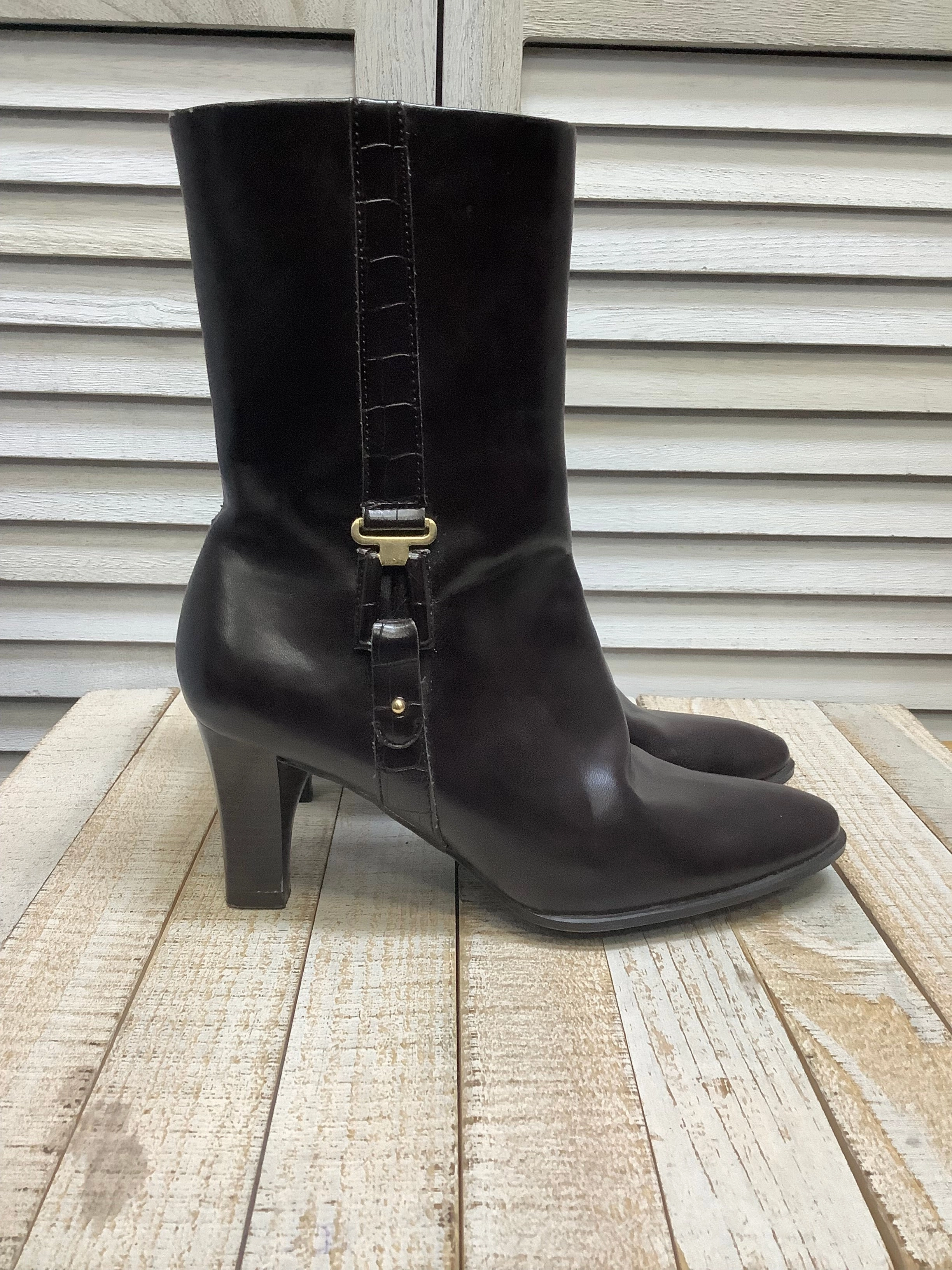 Boots Ankle Heels By George In Brown, Size: 7.5 Boots With Sparkles