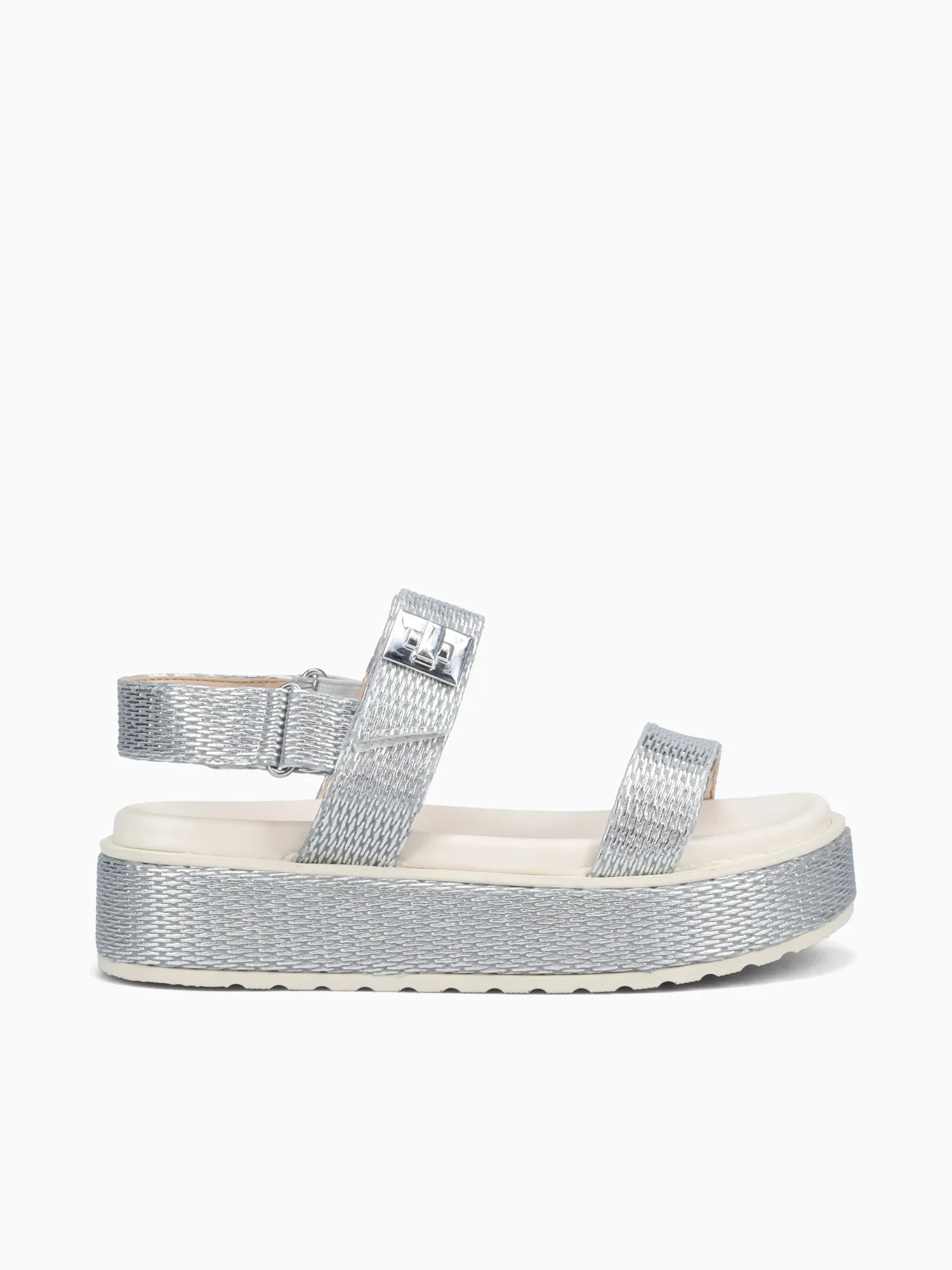 Galicia Silver Raffia Shoes Casual Wear