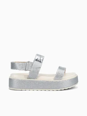 Galicia Silver Raffia Popular Casual Tennis Shoes