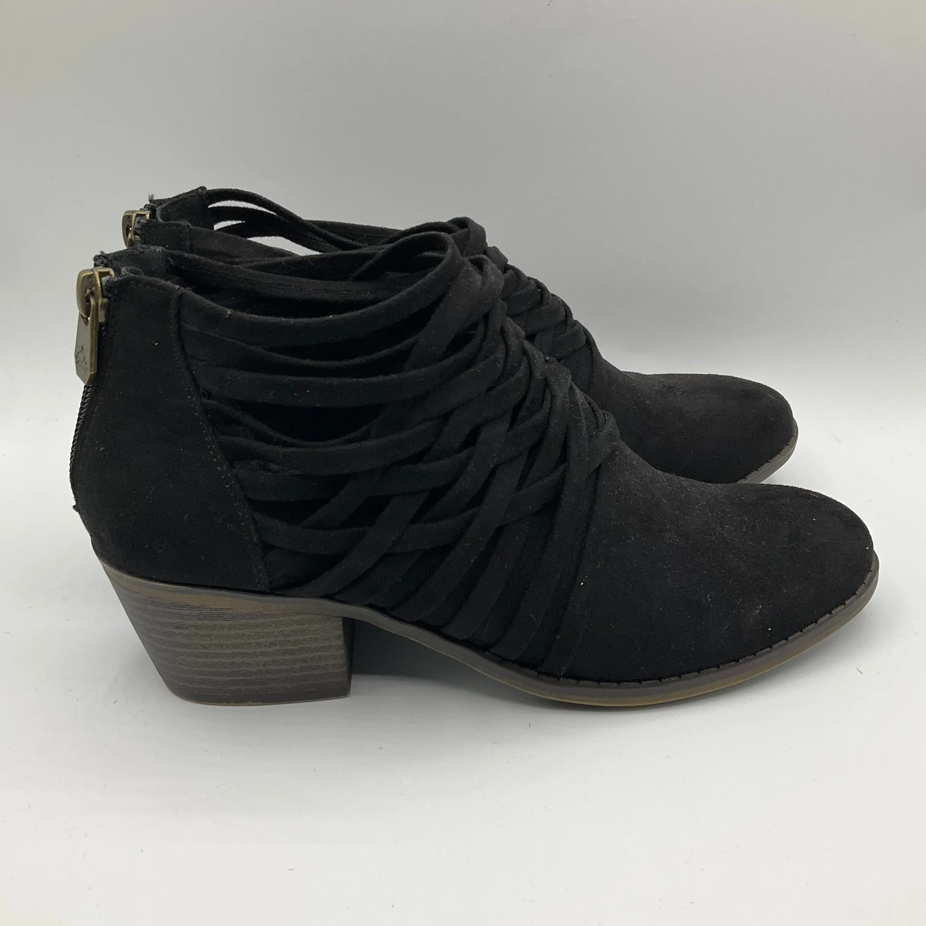 Lace-up Boots Boots Ankle Heels By Fergalicious In Black, Size: 8