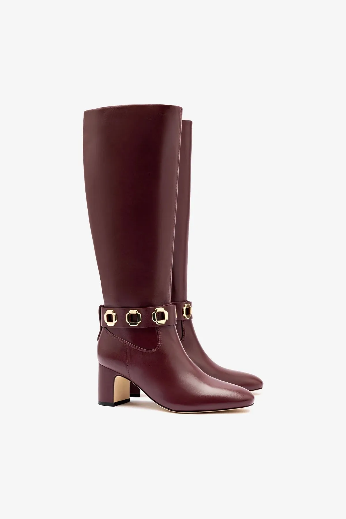 Russells Boots Milan Block Boot In Wine Leather