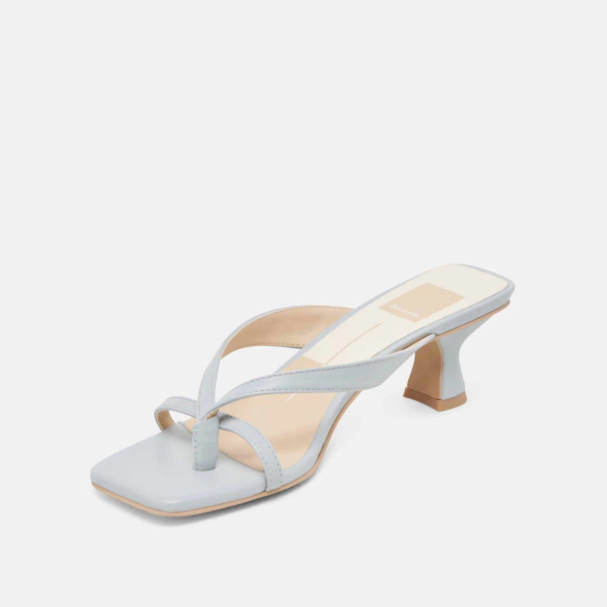 BREVEL WIDE HEELS LIGHT BLUE LEATHER Beachy Heels