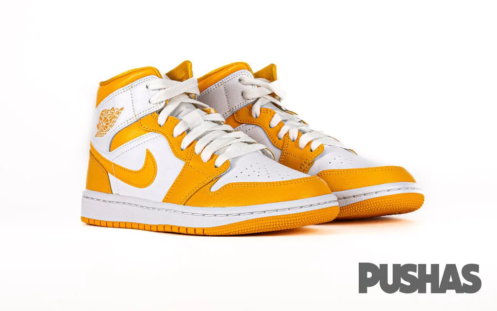 Air Jordan 1 Mid 'White/University Gold' Women's (2022) Rbx Live Life Active Sneakers