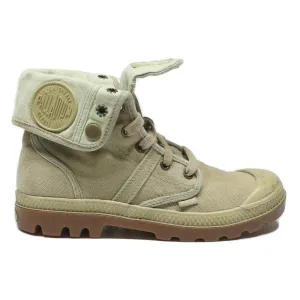 PALLADIUM Womens Fold Down Lace-Up Boots Beige Canvas UK 4 Casual Outdoor Firefighter Boots