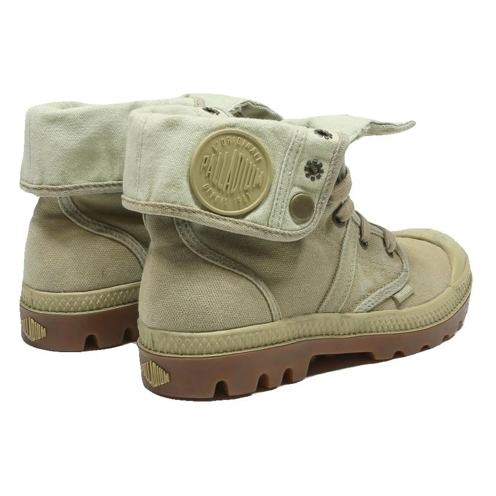 Harley Quinn Suicide Squad Boots PALLADIUM Womens Fold Down Lace-Up Boots Beige Canvas UK 4 Casual Outdoor