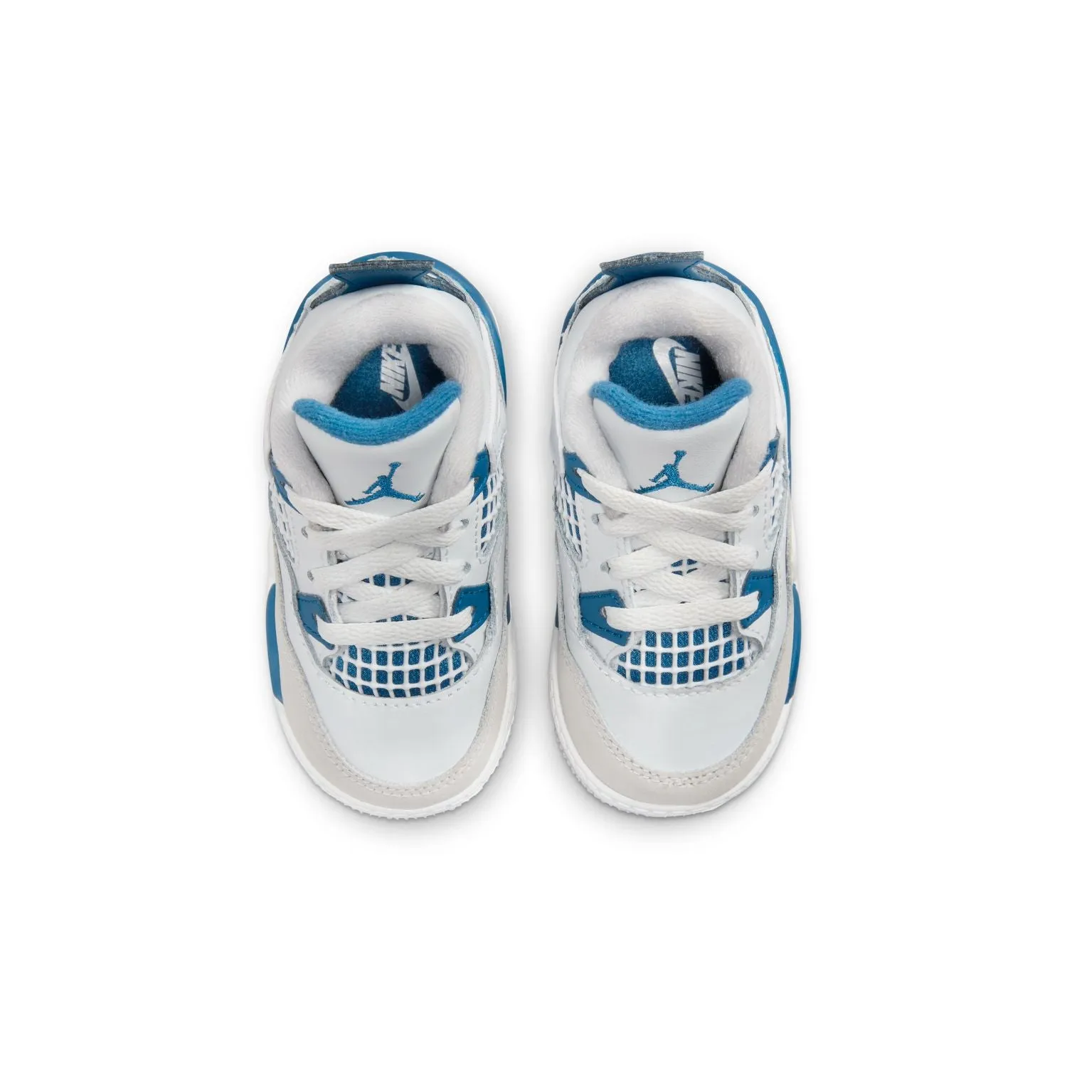 All White Nursing Sneakers Toddlers Air Jordan 4 Retro 'Military Blue'