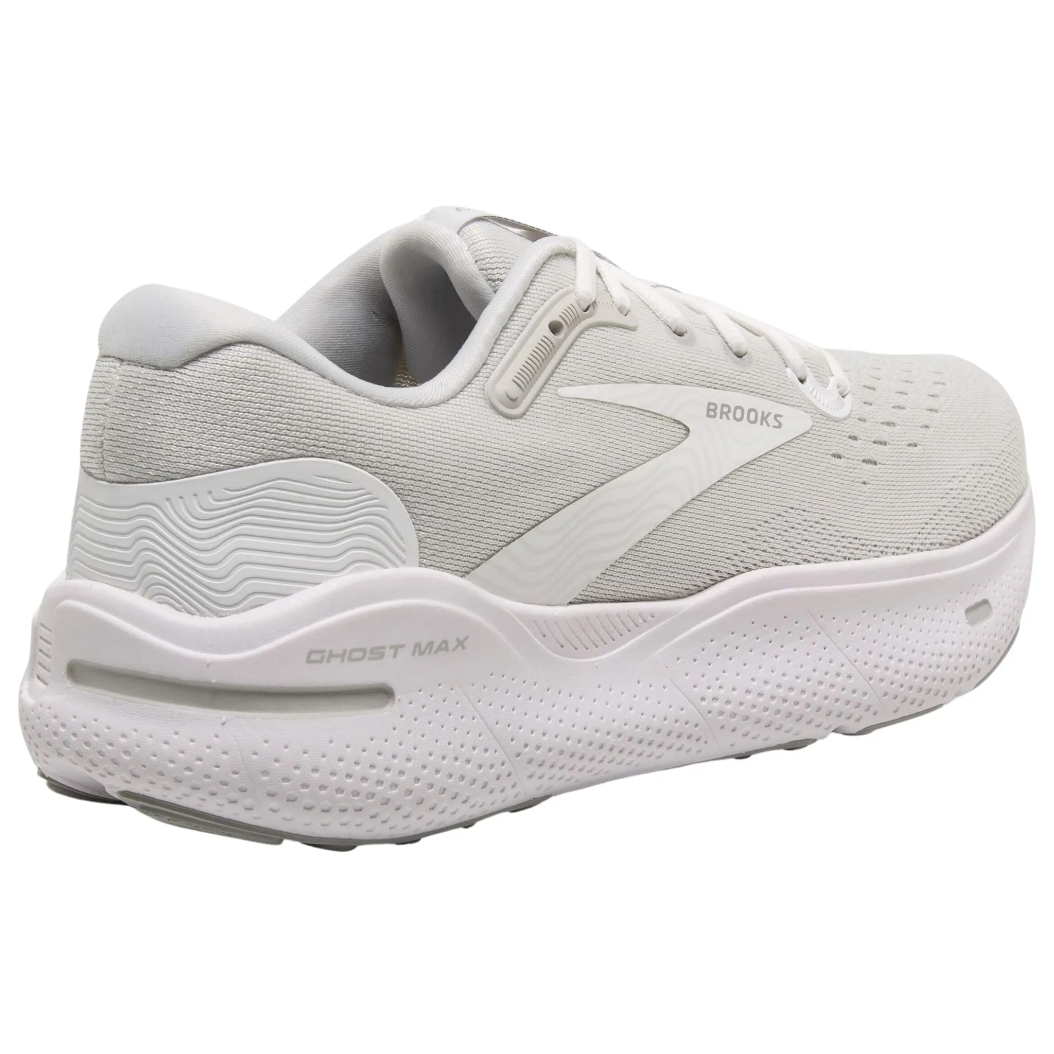 Brooks Men's 110406 124 Ghost Max White Oyster Metallic Silver Cushion Running Shoes Court Legacy Leather 