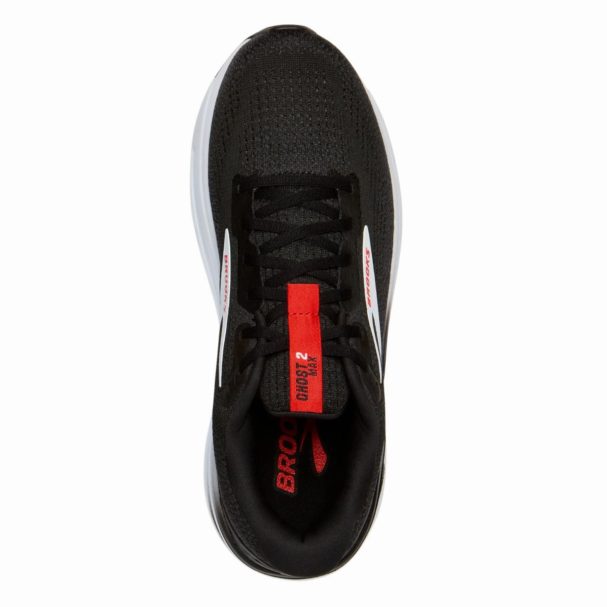 Brooks Men's 110431 027 Ghost Max 2 Black White Fiery Red Cushion Neutral Running Shoes Casual Shoes With White Soles