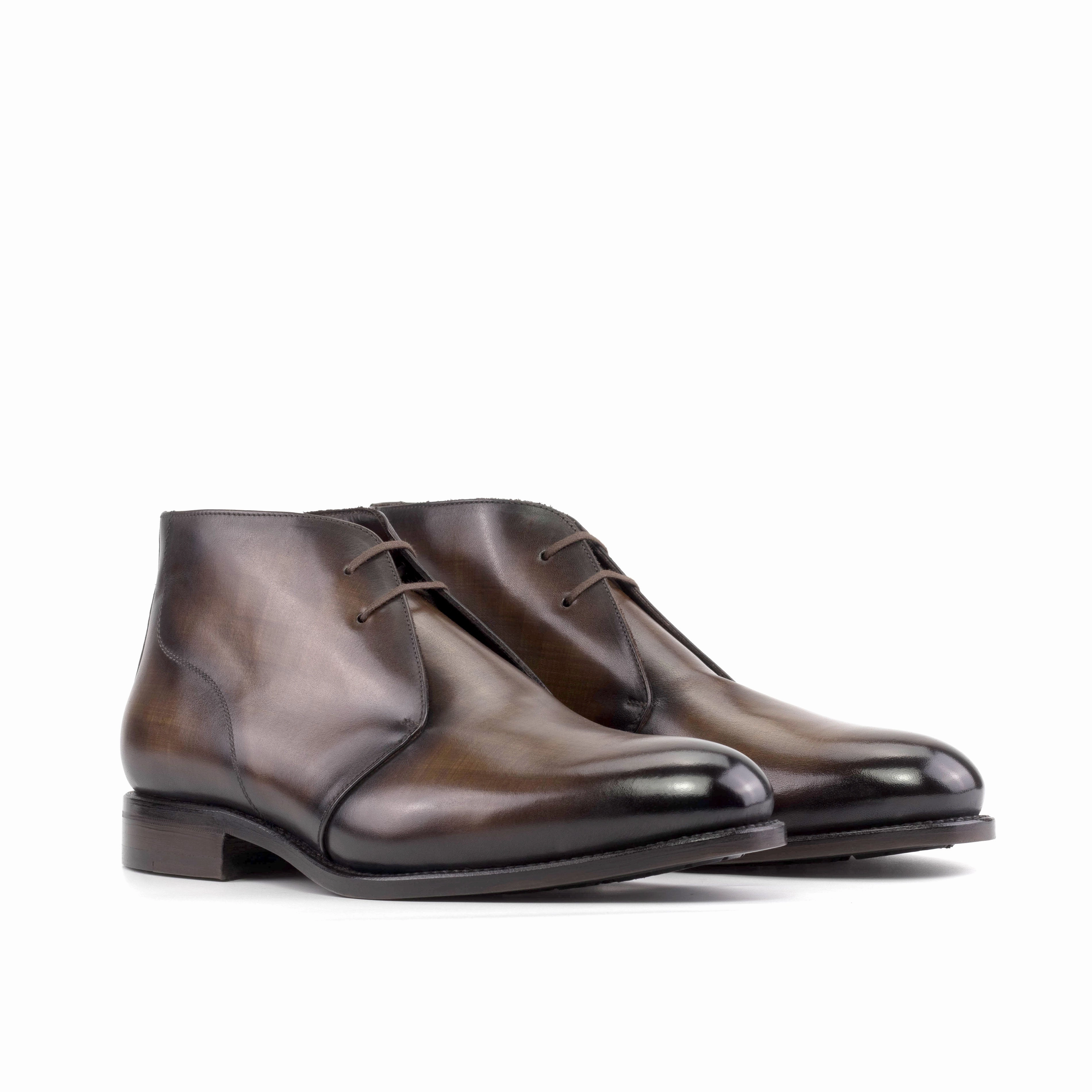 Brown Patina Leather Chukka Boots Monkey Boots