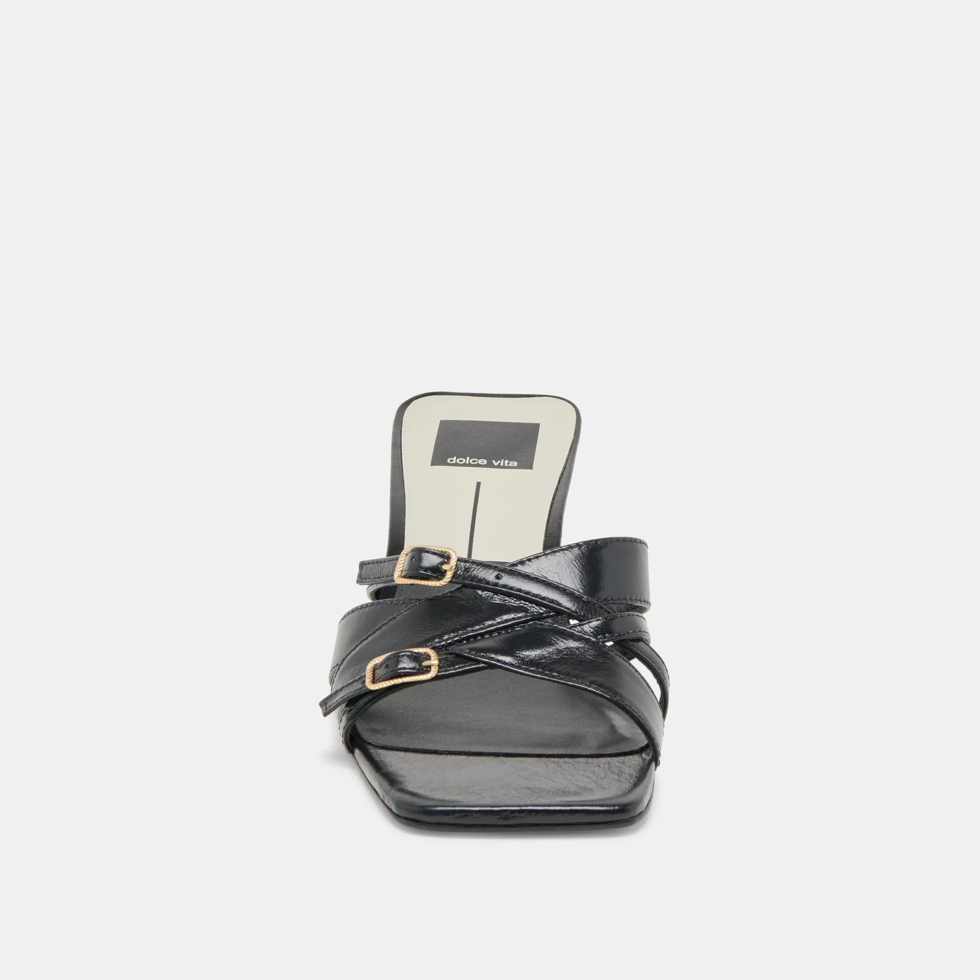 High Heel Wedge Sandals BRYANT HEELS MIDNIGHT CRINKLE PATENT