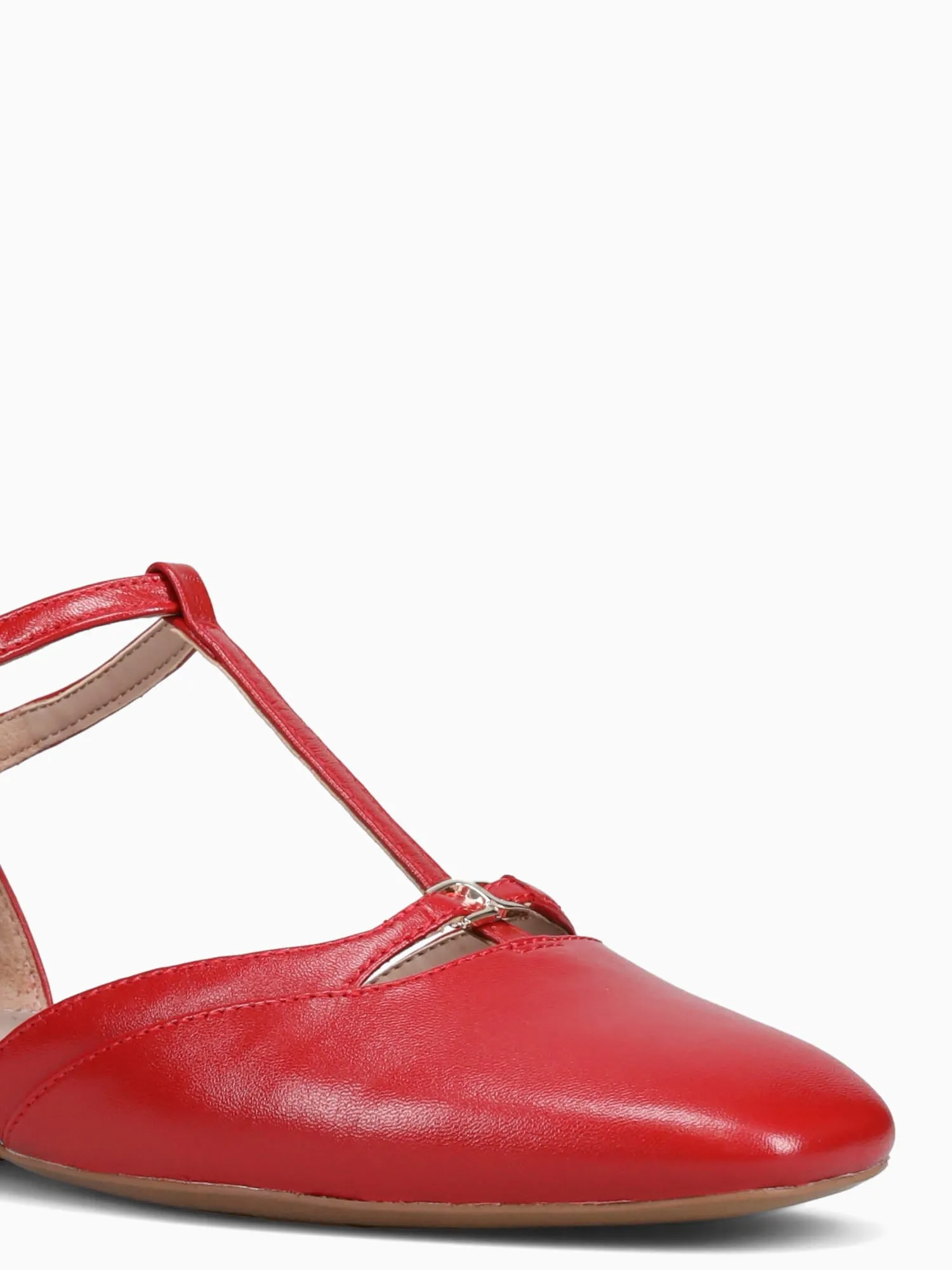 Casual Half Shoes Caresse Red Leather