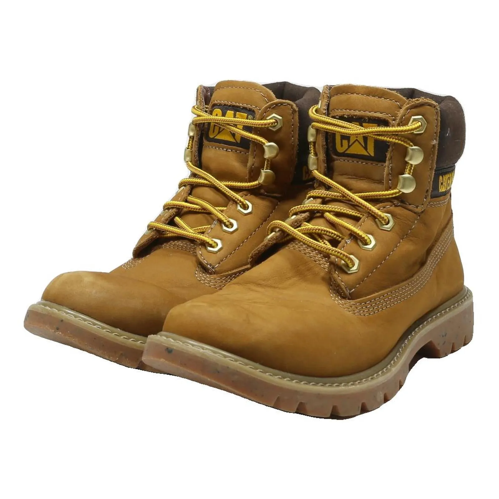 Top Rated Chukka Boots CAT Womens Ankle Boots Yellow Leather UK 7 Lace-Up Work Durable Comfort